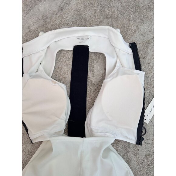 Secondnature Womens White & Silver Sleeveless Stretch Biker Romper M NWT - Picture 5 of 6